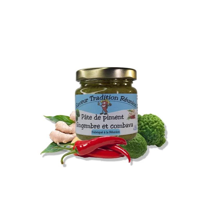 Saveur et tradition, piment vert reunion, pâte de piment aux gingembre et combava