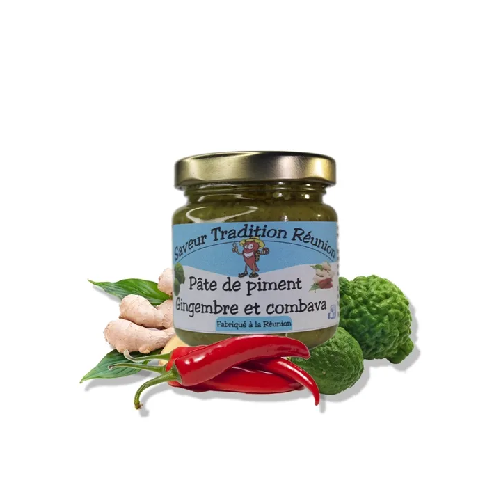 Saveur et tradition, piment vert reunion, pâte de piment aux gingembre et combava
