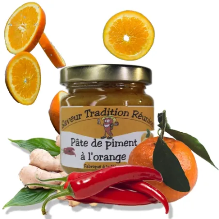 Saveur tradition reunion, pate de piment orange , piment, saveur et tradition, reunion, sauce piquante