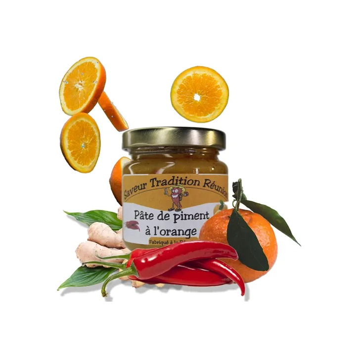 Saveur tradition reunion, pate de piment orange , piment, saveur et tradition, reunion, sauce piquante