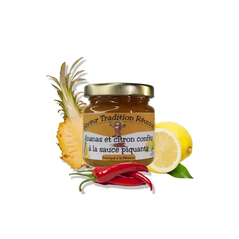 Saveur tradition reunion, ananas et citrons , piment, saveur et tradition, reunion, sauce piquante