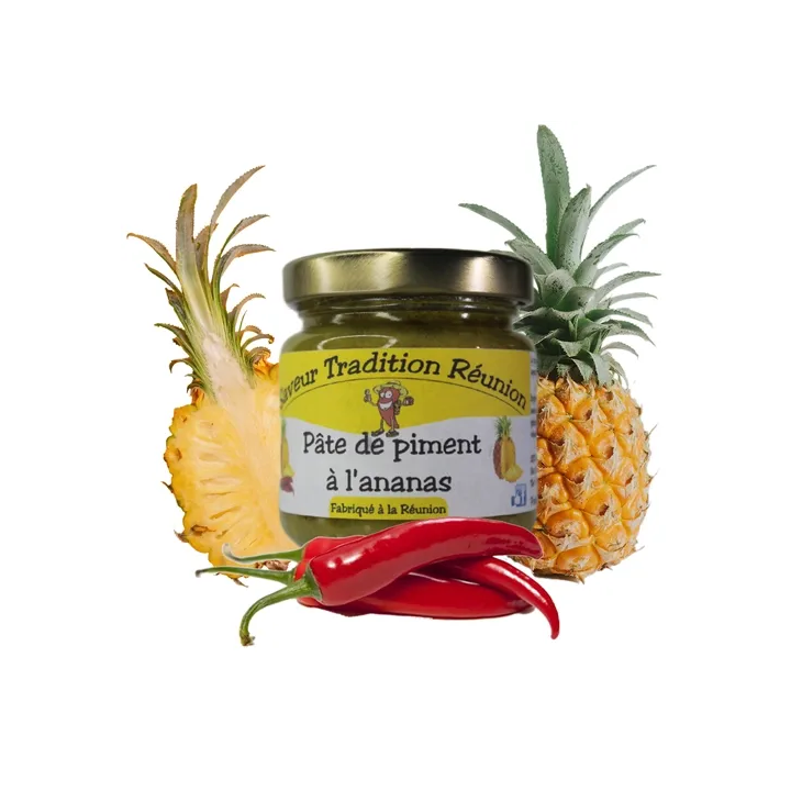Texture de la pâte de piment à l’ananas – piment oiseau et ananas Victoria