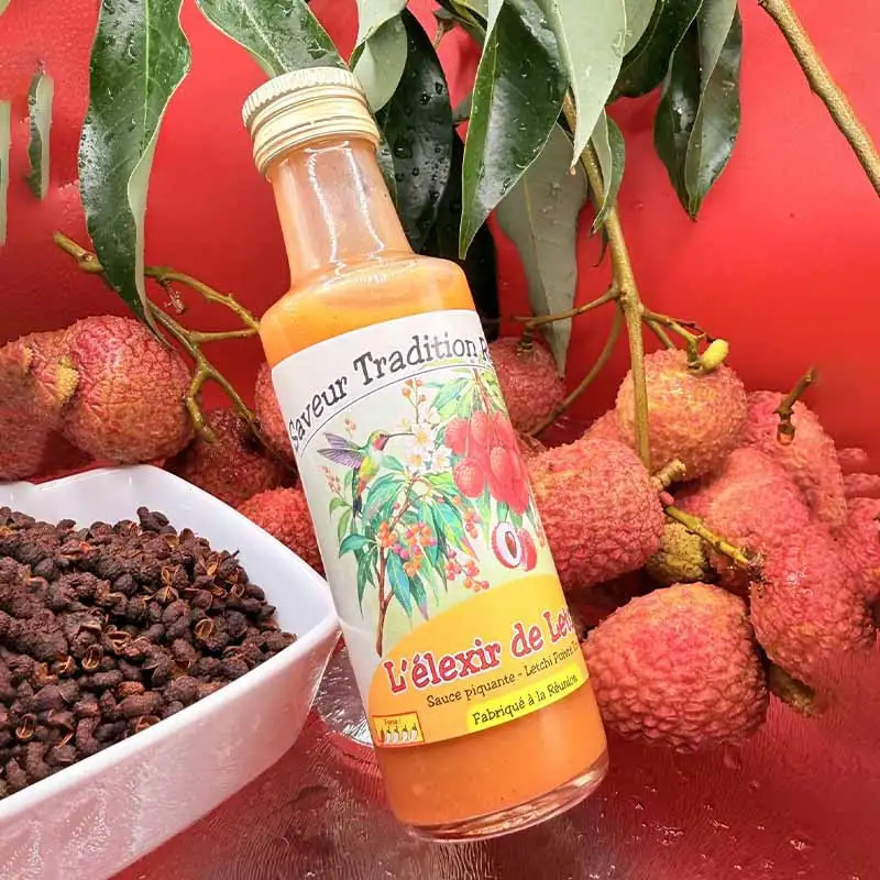 Sauce piquante letchi – L’Élixir de Letchi | 80 000 SHU | Saveur Tradition Réunion
