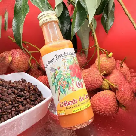 Sauce piquante letchi – L’Élixir de Letchi | 80 000 SHU | Saveur Tradition Réunion