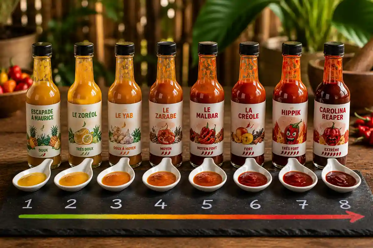 Dégustation de sauces piquantes classées par force