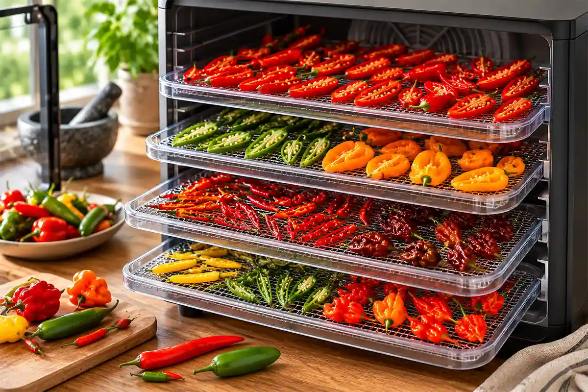 Piments rouges séchés dans un endroit sec et ventilé